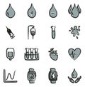Blood or Blood Pressure Icons Freehand 2 Color