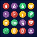 Blood or Blood Pressure Icons Flat Design Circle