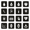 Blood or Blood Pressure Icons White On Black