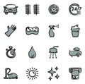 Car Wash Icons Freehand 2 Color Royalty Free Stock Photo