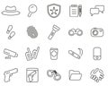 Detective or Private Eye Icons Black & White Thin Line Set Big Royalty Free Stock Photo