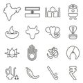 India Country & Culture Icons Thin Line Vector Illustration Set Royalty Free Stock Photo