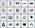 Lottery or Raffle Icons Black & White Flat Design Set Big