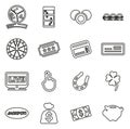 Lottery or Raffle Icons Thin Line Vector Illustration Set