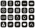 Lottery or Raffle Icons White On Black Flat Design Set Big