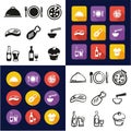 Lunch All in One Icons Black & White Color Flat Design Freehand Set Royalty Free Stock Photo