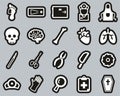 Morgue Or Coroner Equipment Icons White On Black Sticker Set Big