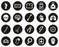 Morgue Or Coroner Equipment Icons White On Black Flat Design Circle Set Big