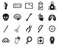 Morgue Or Coroner Equipment Icons Black & White Set Big