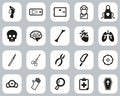 Morgue Or Coroner Equipment Icons Black & White Flat Design Set Big