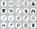 Morgue Or Coroner Equipment Icons Black & White Flat Design Circle Set Big