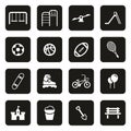 Playground or Park Icons White On Black Royalty Free Stock Photo