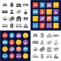 Railroad All in One Icons Black & White Color Flat Design Freehand Set Royalty Free Stock Photo