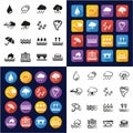 Rain or Rain Flood Icons All in One Icons Black Royalty Free Stock Photo