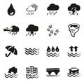 Rain or Rain Flood Icons Freehand Fill Royalty Free Stock Photo