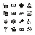 Restaurant Icons Black & White Set