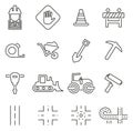 Road Construction Icons Thin Line Vector Illustration Set Royalty Free Stock Photo