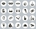 Strip Club Icons Black & White Flat Design Circle Set Big Royalty Free Stock Photo