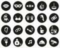 Strip Club Icons White On Black Flat Design Circle Set Big Royalty Free Stock Photo