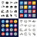 Tornado All in One Icons Black & White Color Flat Design Freehand Set Royalty Free Stock Photo