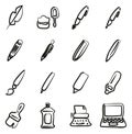 Writing Tools Icons Freehand Royalty Free Stock Photo