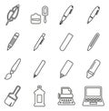 Writing Tools Icons Thin Line Vector Illustration Set Royalty Free Stock Photo