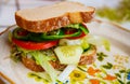 Image of a vegetable sandwich itÃ¢â¬â¢s healthy and vegan.