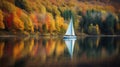 Colorful Sailboat On Calm Lake