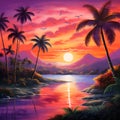 vibrant tropical sunset