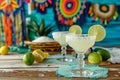 Mexican Cantina with Classic Margaritas and Colorful Decor Royalty Free Stock Photo