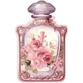 Victorian watercolor victorian perfume illustration, vintage victorian pink clipart