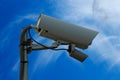 Video camera of an external security system with the sky in the background Royalty Free Stock Photo