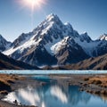 View of Mount Cook (Aoraki), Mount Wakefield, Mueller Glacial Lake and Mueller Lateral Moraine from Kea Point, New