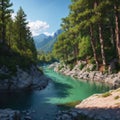 View to the river in Montenegro. Tara canyon. made with Generative AI Royalty Free Stock Photo