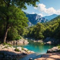 View to the river in Montenegro. Tara canyon. made with Generative AI Royalty Free Stock Photo