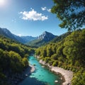 View to the river in Montenegro. Tara canyon. made with Generative AI Royalty Free Stock Photo