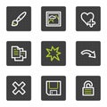 Image viewer web icons set 1, grey square buttons