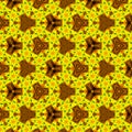 Image of vintage golden outline triangular flower kaleidoscope pattern