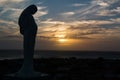 Image of the virgin Maria protecting from a hill the island of Coche, in the Venezuelan Caribbean. Royalty Free Stock Photo