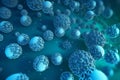 Image of virus cells on blue background, abstract, backgrounds