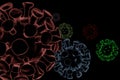 Image of virus isolated on black background
