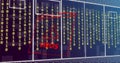 Image of virus text, binary coding and data processing over computer servers Royalty Free Stock Photo