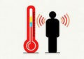 Human body temperature detection concept with thermometer and heat signature Royalty Free Stock Photo