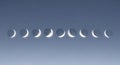 Lunar Cycle Phases Crescent to Gibbous Moon Progression in a Night Sky Royalty Free Stock Photo