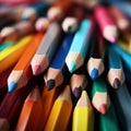 Image Vivid close up colored sharpener pencils, macro shot of pencils