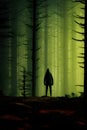 image of the a vivid illustration of a mysterious shadow creature cloaked in shadowy forest scene. Royalty Free Stock Photo