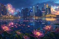 singapore national day celebration skyline fireworks