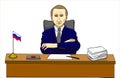 Vladimir Putin, president at the table, Russian leader