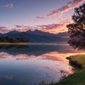 That Wanaka Tree At Sunrise, Wanaka, New Zealand, Tree In Lake, Pink Clouds Sunrise, Beautiful Landscape