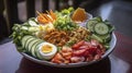 Gado gado, Indonesian fresh spicy salad with peanut sauce, Generative AI